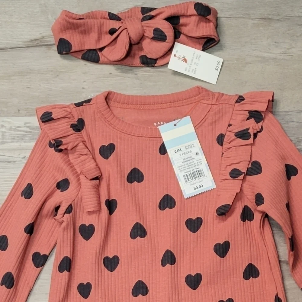 24 months  Baby Girl's Heart Romper with matching headband